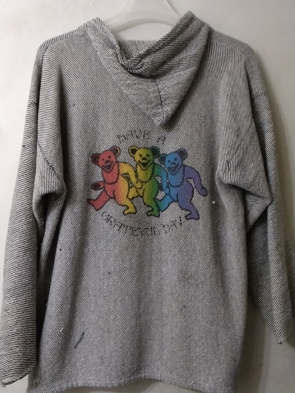 Vintage 90's Have A Grateful Day Dancing Bears Baja Hoodie Men's Sz XL